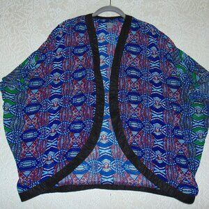 ANGIE Kimono Duster Cardigan Short Sleeve Dolman Sleeve Tribal Abstract Medium